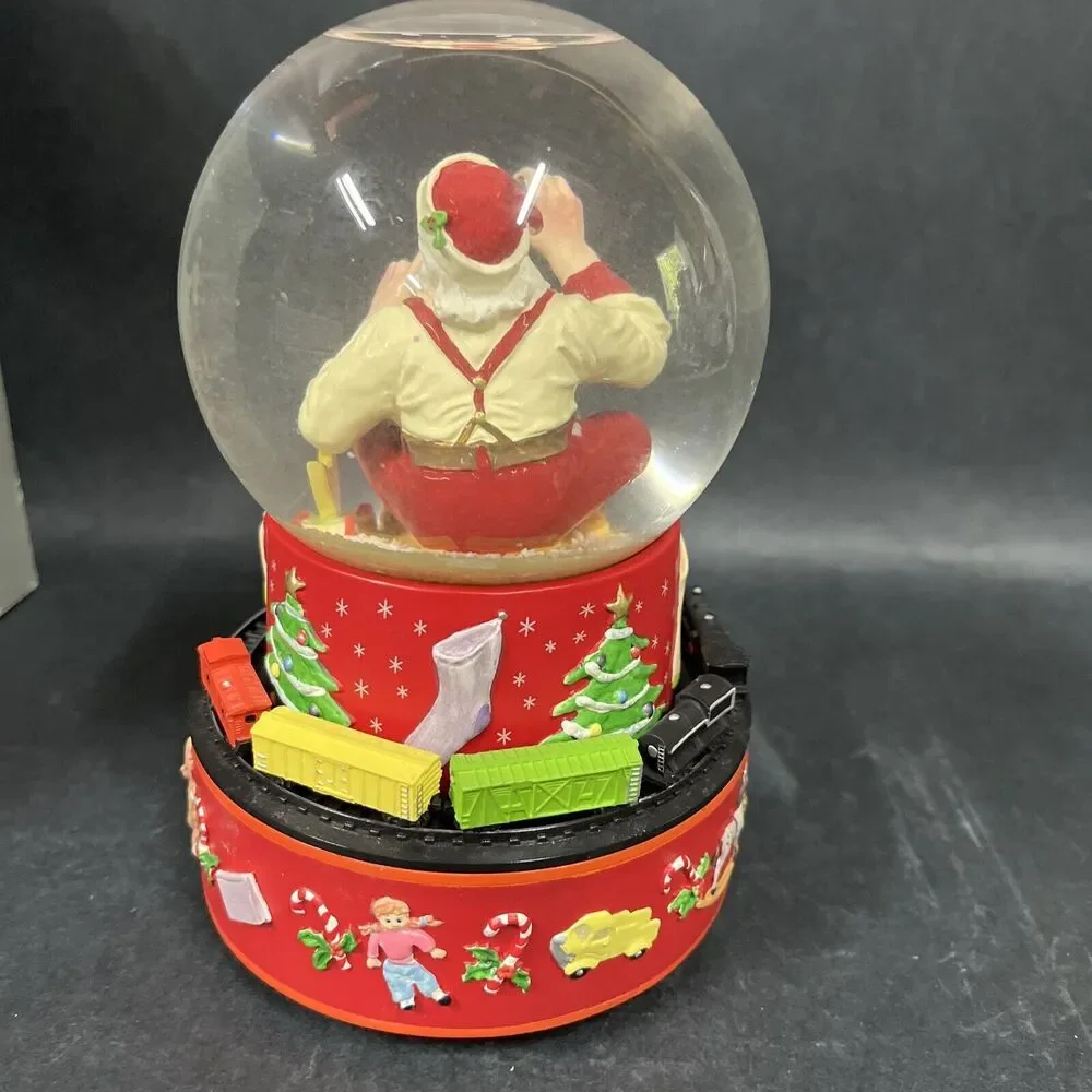 VTG Hallmark 2001 Coca-Cola Santa Christmas Musical Snow Globe Train Moves W/box